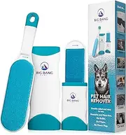 Pet Hair Remover Brush - Dog Hair Remover for Clothes - lint Brush pet Hair Remover - Reusable Fur Remover for Furniture and Clothing - Light pet Dander Remover with self Cleaning Base