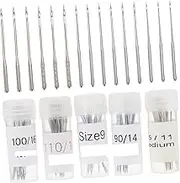 Sewroro 50pcs Sewing Machine Needles Set Professional Stainless Steel Needles for Sewing Machines 65/9 75/11 90/14 100/16 110/18 Sizes