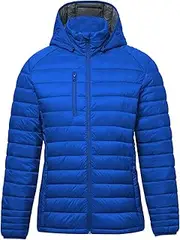 [fit space] Women's Puffer Jacket Synthetic Insulated Down Quilted Lightweight Coat with Hooded Water Resistant Packable