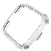 2PC For Fitbit Versa Lite Universal Smart Watch PC Diamond Protective Case(Silver)
