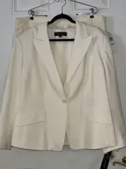 Anne Klein Woman 22W 2 Pc Cream Suit Blazer Lace Skirt Formal Wedding NWT 340.00
