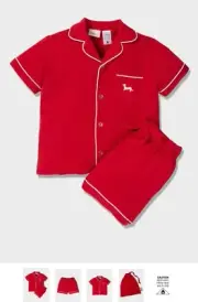 BNWT PETER ALEXANDER GIRLS RED BAMBOO COTTON SHORTIE SET SIZE 12
