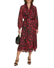 Donna Karan Printed Chiffon A Line Dress