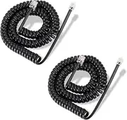 Phone Cord 16 FT Uncoiled/2FT Coiled, 2 Pack Telephone Cord Phone Handset Cord, RJ9 Long Phone Cord Use for Polycom VVX 250/350 / 450 IP Phone, Balck