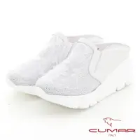在飛比找momo購物網優惠-【CUMAR】鏤空透膚蕾絲厚底台半拖鞋後空懶人休閒鞋(白色)