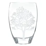 Modern European Handcrafted Mouth Blown Crystal Tree of Life Vase, 12 Inches