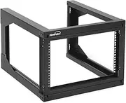 NavePoint 6U Wall Mount Server Rack With Swing Gate - 19 Inch Open Frame for IT, AV & Network Equipment - 18" Deep, Black