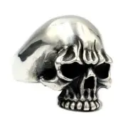925 sterling silver handmade Halloween realistic Rage Skull Fiery Wrath men Ring