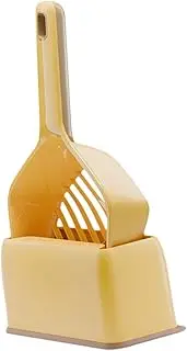 Folpus Cat Litter Scooper Cleaning Tool, Useful Lightweight Kitten Scooper, Quick Litter Cleanup Sand Sifter with Holder, Yellow