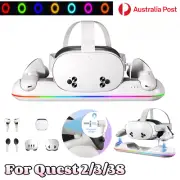 Magnetic Charging Dock Headset Controllers Set Quest 2/3/3S VR RGB 20W Station