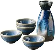 Wine Jug Wine Glass Pottery Hot Saki Drink Kit 6 Piece Sake Wine Set Tie Dye Color Ceramic Sake Set Sake Cup Set Ceramic Sake Cups Wine Glass