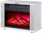 Electrical Fireplaace Heating Stove 13.5" Electric Fireplace 2000W Traditional Antique Electric Stove Heater W/Realistic 3D Flame Effect - Fireplace Heater White Outdoor Patio Heating,Practical