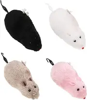 BESPORTBLE 4Pcs Wind Up Plush Mouse Realistic Fake Rat for Cats and Dogs Interactive with Rotating Tails for Indoor Play and Pranks Grey