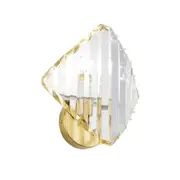 Elena Single-Light Crystal Wall Light - Gold Finish, Clear Crystal, Iron Frame, E14 Base