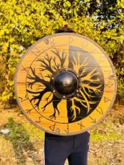 Medieval Wooden Tree Shield Historical Viking Handmade Knight 24" Shield worn