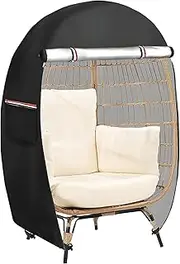 Tktouci Cover for Egg Chair Outdoors,Basket Chair Protective Cover Waterproof - Quick-Dry Wicker Furniture Shield with Zipper for Urban Balcony Hotel Poolside Home Backyard