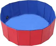 Kiddie Pool for Dogs, Cats & Kids, 32x8 Inches PVC Folding Pet Pool, Bathing Tub, Portable, Red, Round, Kids, Easy to Carry, Strong, Secure Edge, Spacious, Multi-functional