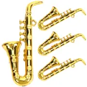 4 Pcs Mini Saxophone Work Dollhouse Musical Instrument Miniature Ornament