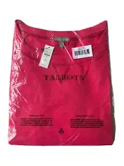 The Talbots Tee Women Plus Size 3X Long Sleeve P. Cotton T-Shirt -Red - MSRP $79