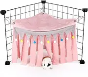 ONEJU Guinea Pig Hideout, Hideout for Guinea Pig, Guinea Pig Hideouts, Guinea Pig Cage Accessories for Guinea Pig, Bunny, Hamster, Chinchilla, Rabbit Without Metal Fences - Pink