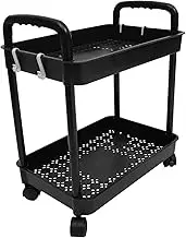 FUNNETOYU Double Rolling Storage Cart Mobile Utility Organizer for Kitchen Bathroom Office Sturdy Material Stylish Design Versatile Use Wheels Load Capacity