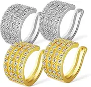 [GLSTOY] Elegant Gold Earrings for Women 4pcs Clip Earrings Cubic Zirconia Non Pierced Ear Cuffs