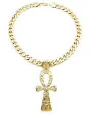 NEW EGYPTIAN ANKH PENDANT WITH 11mm 18" CUBAN CHAIN