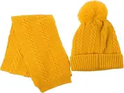 [GAROZATION] Children Hat Scarf Christmas Knitted Cap Winter Cute Scarf Christmas Scarf Knitted Hat Fluffy Scarf Winter Neckerchief Beanie Hat Red Yarn