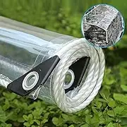 Heavy Duty Waterproof Clear Vinyl Tarpaulin 360g/m² 0.35mm Thickness Transparent Cover for Awning Canopy Patio Enclosure Anti Aging Insulation Soft Glass Tarp