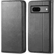 for Google Pixel 7 5G 6.1 Inch Case Wallet Cover PU Leather Pockets Shockproof Magnetic Flip Card Holder(Black)