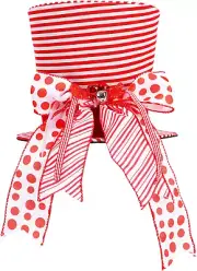 Christmas Tree Topper Hat, Red and White Top Hat Christmas Tree Topper with Bow