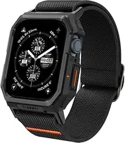 [Spigen] Lite Fit Pro Case Designed for Apple Watch Series 9 8 SE2 7 6 SE 5 4 45mm 44mm Lightweight Fabric TPU Band Cover - Black