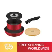 Thermos Durable Series Frying Pan with a handle 5-piece set Red IH compatible