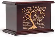 Cremation Urns for Human Ashes Adult Female Male Wooden Urns for Men Women Funeral Memorial Decorative Wood Urns for Ashes Large Burial Urn Box and Casket Up to 250 IBS(L-Tree)
