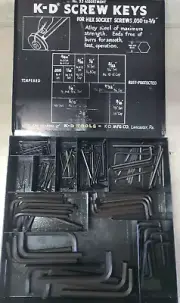 Vintage K-D No. SAE Allen Screw Key Set Kit - 125+ Keys - Made in USA