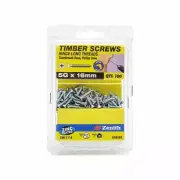 Zenith 5G x 16mm Zinc Plated Hinge-Long Thread Countersunk Head Timber Screws -