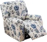 [KRFOONN] Stretch Recliner Slipcovers Printed Recliner Chair Covers 4-Piece Lazy Boy Recliner Covers Non Slip Reclining Furniture Protector Sofa Couch Cover with Elastic Bottom for Kid Pet, Color B67