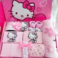 在飛比找PChome商店街優惠-Hello kitty嬰兒禮盒春夏秋新生兒純棉衣服套裝滿月百