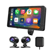 Motorcycle Dash Cam Carplay and Android Auto GPS Navigation, Front and Rear H...