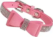 Mipcase 1 Set Pet Diamond Collar Cat Bandana Scarf Collars for Kittens Breakaway Dog Collar Pet Neck Ring Bowknot Dog Neck Collar Dog Bow Collar Bell Microfiber Dog Leash Bow Tie Pink