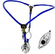joysperous Chastity Belt For Men, Adjustable Waist Chastity Cage Men Breathable Penis Cage Bondage Cock Cage Chastity Device Sex Toys For Men(Blue,80cm-90cm)
