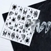 Nail Art Stickers Decals Halloween Black Silver Ghost Vampire Scary Spiders Web