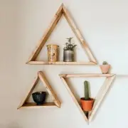 Hanging Triangle Set of 3 Shelves, Geometric Wall Decor, Pyramid Shape Decor