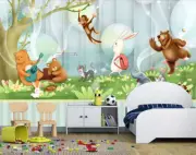 3D Monkey Bear ZHUA4643 Wallpaper Wall Murals Removable Self-adhesive Zoe