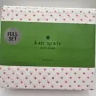 Kate Spade Full Sheet Set Cotton Percale Pink Hearts White FULL Sheets Valentine