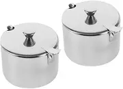 GLEAVI Stainless Steel Spice Jars Sugar Salt Jar Lid Condiment Caddy Seasoning Box for Kitchen