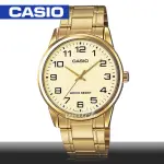 【CASIO 卡西歐】送禮首選 燦金時尚 指針型不鏽鋼 石英男錶(MTP-V001G)