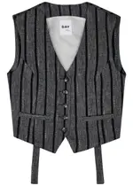 Day Birger ET Mikkelsen Helen Striped Cotton-blend Waistcoat - Black - 12 12
