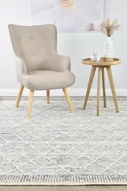 Albino Blue White Wool Rug