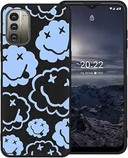 [zaztify] Phone Case for Nokia G21/G11, Sky Light Blue Playful Smile Tongue Out Happy Luck Smiling Cloud Face Cute Shockproof Protective Anti-Slip Soft Cover Shell